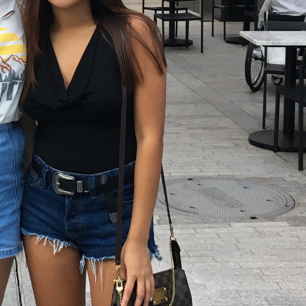 Forever 21 Black cowl neck bodysuit